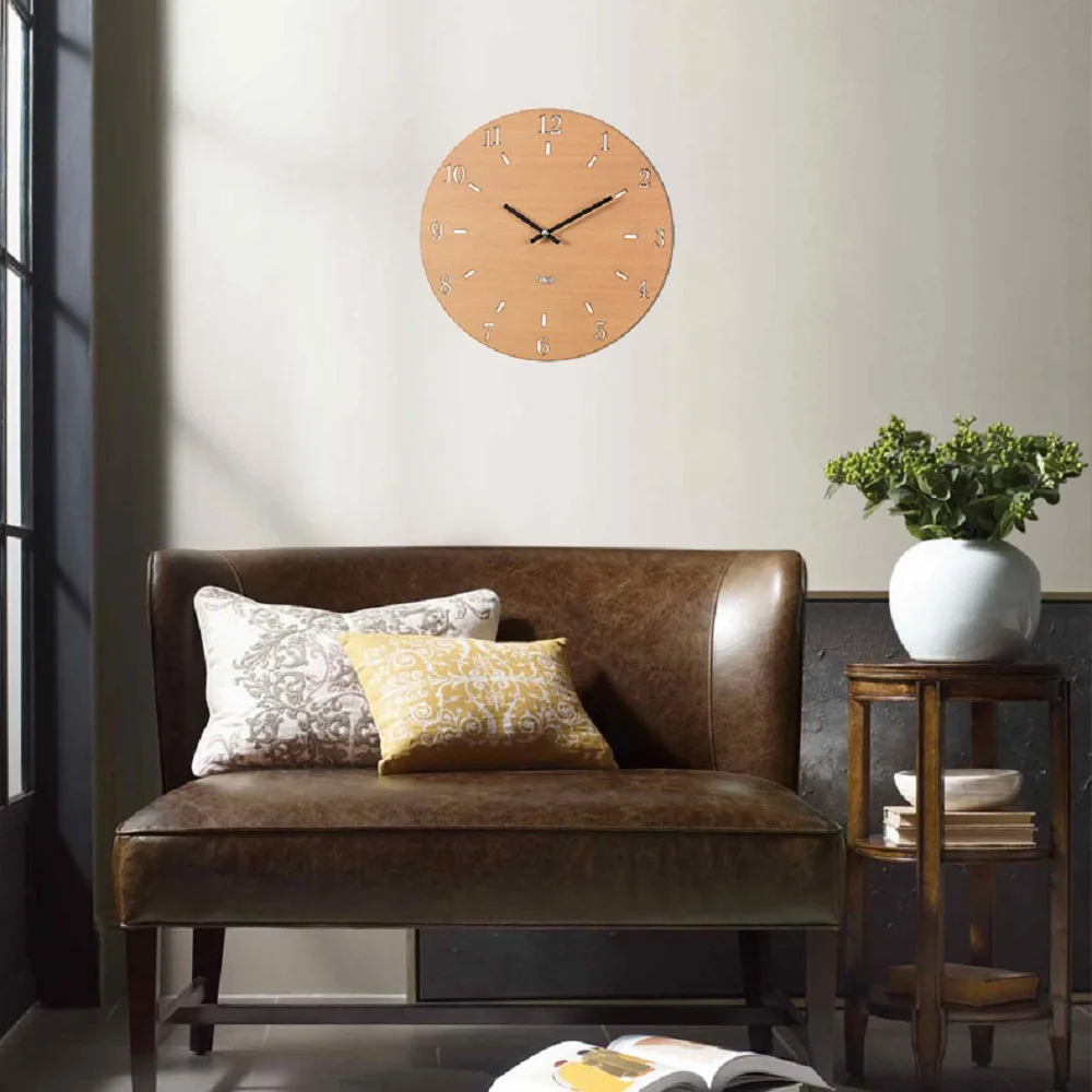 

Creative European Simple Modern Wooden Wall Clocks Quartz MDF Silent Circular Hanging Wall Watch Living Room Home Wall Decor