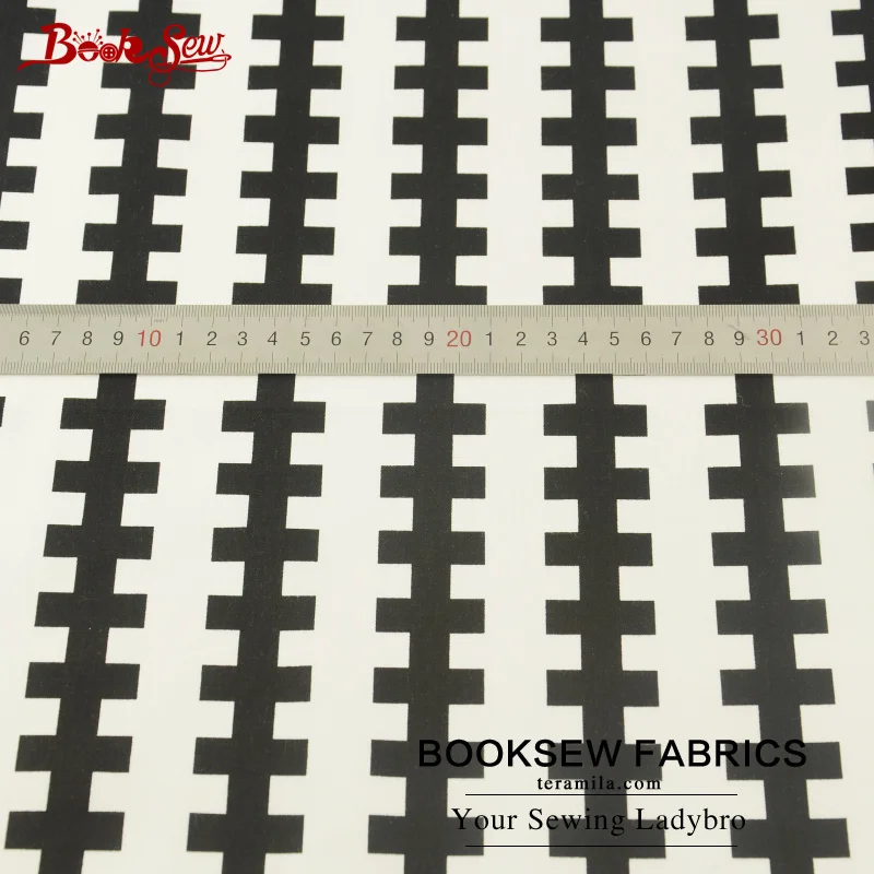 Booksew Текстиль для дома 100% хлопок саржа Ткань черный Геометрия узор стежка ткани