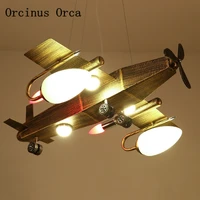 industrial wind retro aircraft chandelier boysbedroom childrens room lamp american creative led iron fighter chandelier