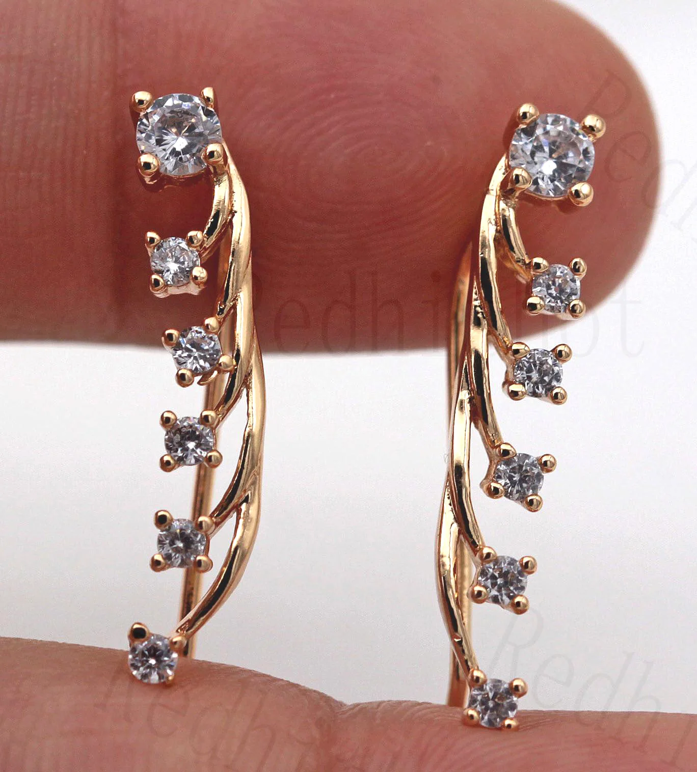 Luxury Clip Earrings for Women Gold Color Leaves shape Earring with Flower Zircon Trendy Jewelry Engagement Wedding Gift | Украшения и