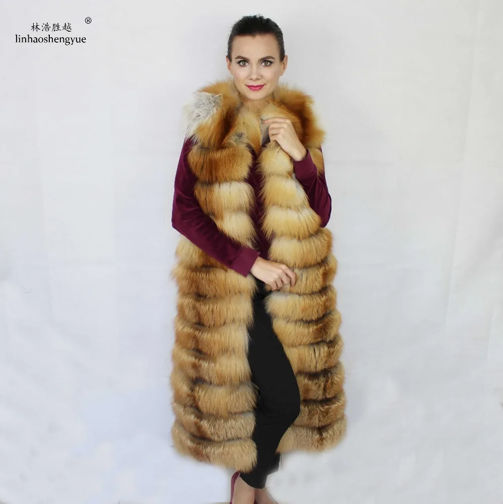 Linhaoshengyue Real Red  Fox  Fur  Vest  120cm  Long enlarge