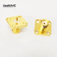 1pc sma female jack rf coax connector 4 hole panel mount flange solder post cable straight goldplated new wholesale