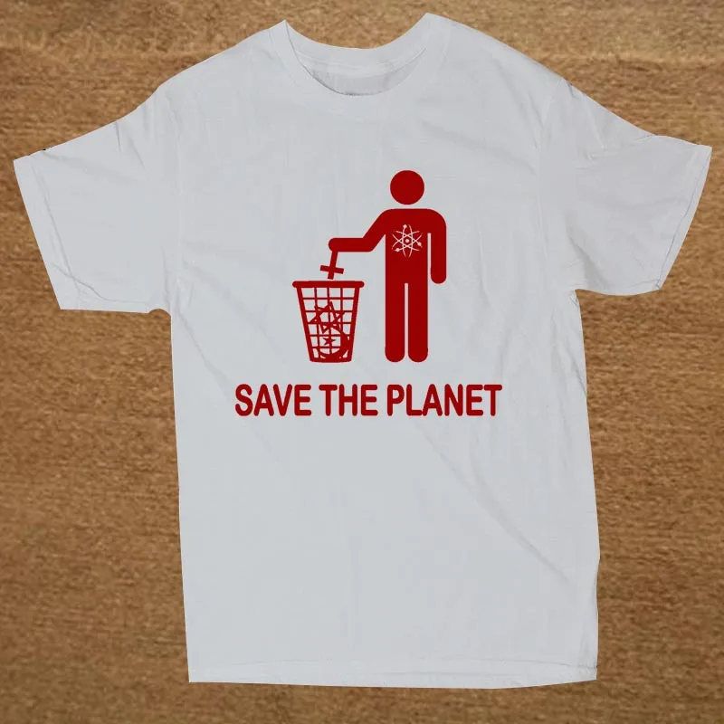 WHITE Летняя Новинка, забавные атеистские футболки Save The Planet, мужские хлопковые футболки с круглым вырезом, футболки в стиле хип-хоп - Цвет: WHITE