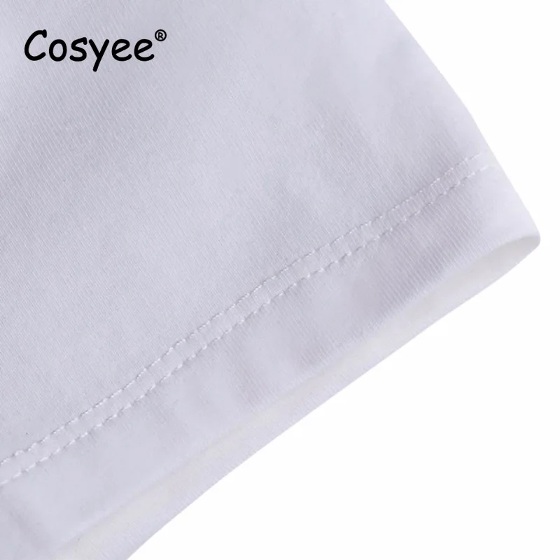 Cosyee помните без Белый Письмо печати Новое поступление женские летние хипстер Vogue