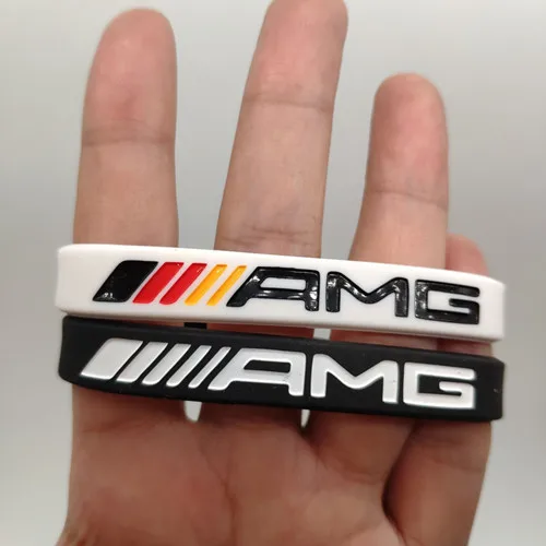 2 шт., силиконовый браслет AMG для мужчин и женщин, резиновый браслет на запястье, браслет для Mercedes Benz Club Fans, повязка на руку, Pulsera Pulseira - Окраска металла: 7