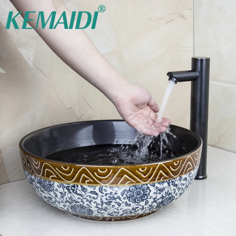 KEMAIDI сенсор кран круглая краска золотая чаша раковины/раковины умывальника