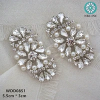 30pcs wholesale crystal pearl rhinestone applique iron on for wedding dresses hair accessories wdd0851