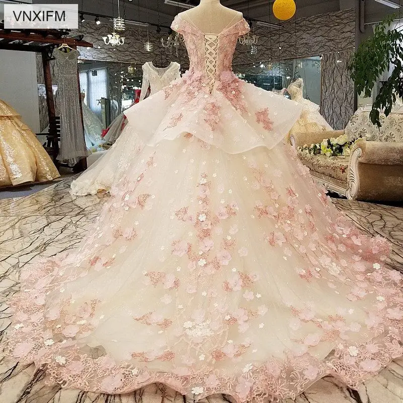 VNXIFM 2019 Розовое Бальное Платье vestidos с круглым вырезом De Noiva аппликации коротким