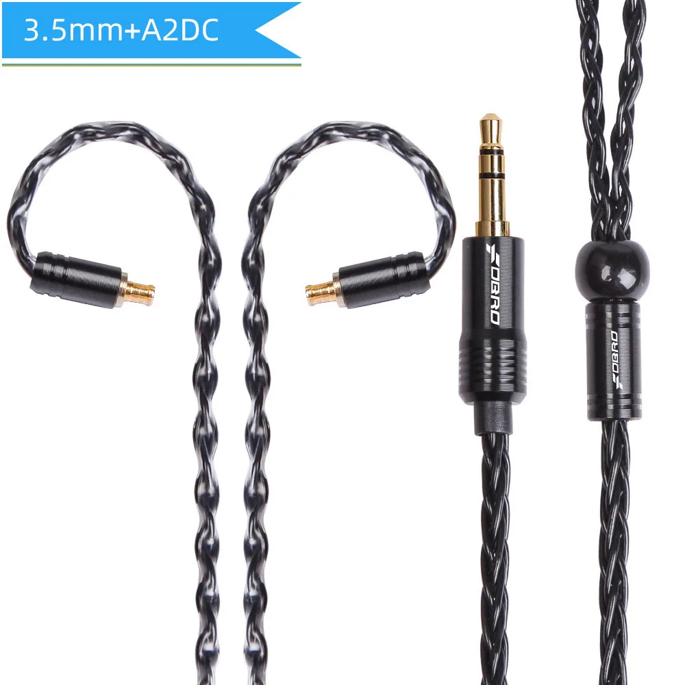 black 3.5mm A2DC FDBRO 2,5/3,5/4,4 мм балансный кабель IE80 MMCX 2Pin A2DC IM 8 ядерный мини посеребренные компакт-дисков кабель для SE315 SE425 SE535 SE846 UE900 H3 - Цвет: black 3.5mm A2DC
