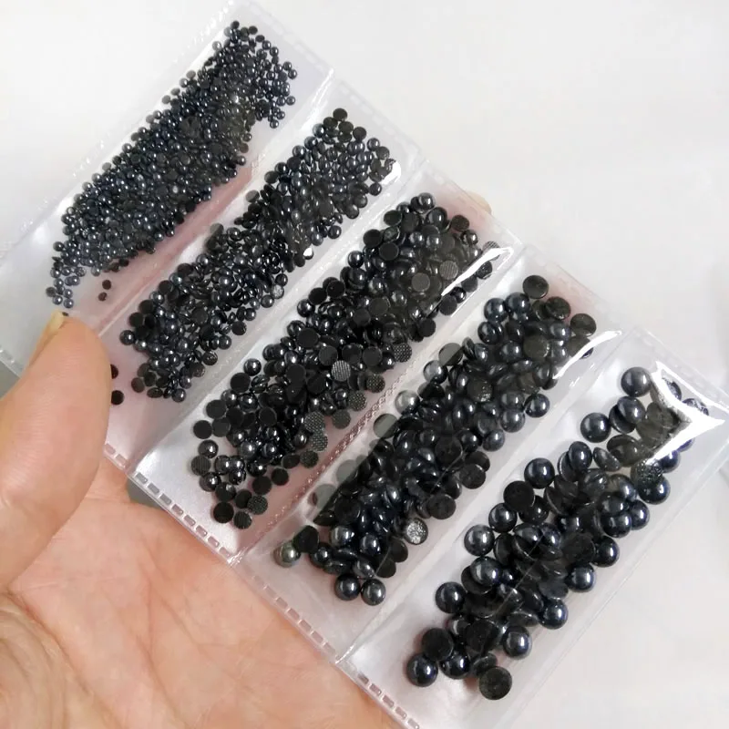 

Black Ceramic Beads Half Round Pearl 2-6mm 5 Sizes DIY Craft Flatback Pearls Stones and Crystals Jewelry free Shipping