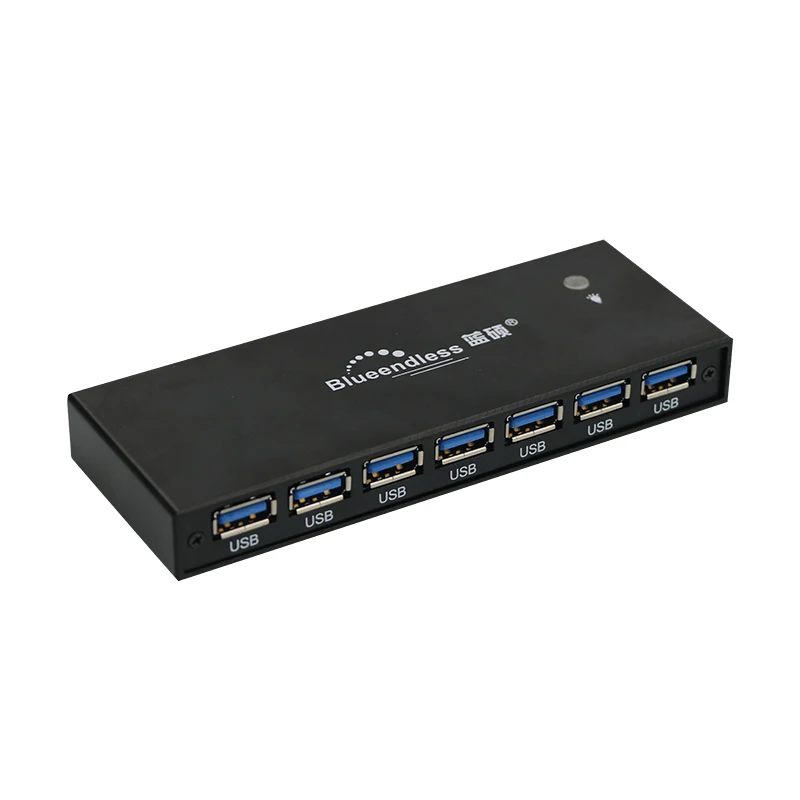 Черный алюминий концентраторы 7 порты usb 3 0 хаб ПК компьютер расширение с внешним 5