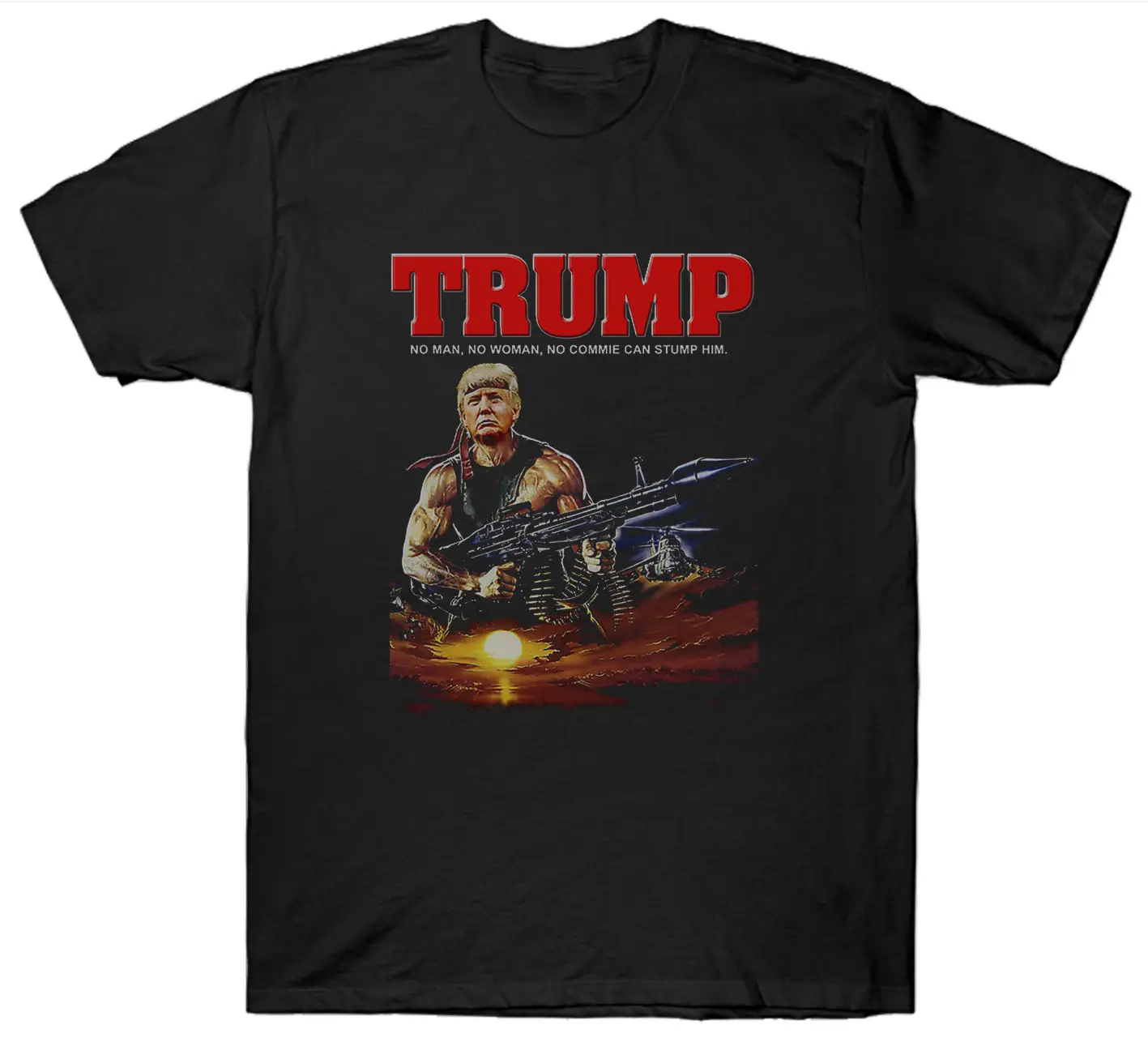 Футболка с изображением Дональда Трампа Забавный слоган RAMBO PUN американский