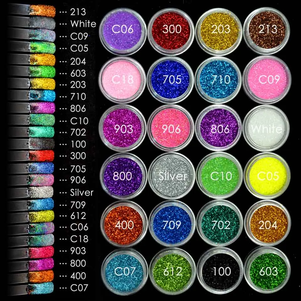 24 цвета Nailart блеск голографический лак Порошковые блестки для ногтей порошок