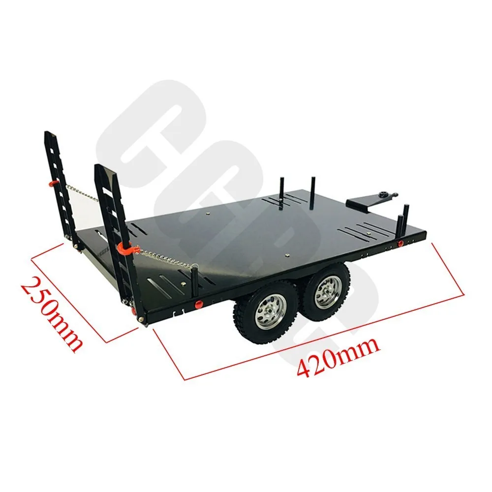 Double Axis Metal Alloy Flatbed Trailer 420mm*250mm For 1/10 RC Crawler TRX4 RC4WD D90 SCX10 VS4-10 JIMNY GEN8 Wraith | Игрушки и хобби