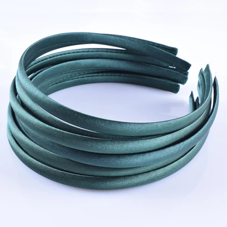 TEAL 60 шт./лот, сатиновые повязки для волос DIY, 10 мм, одноцветная ткань, покрытая смоляной повязкой для волос, пластиковые повязки для волос для девочек, повязка для волос для женщин - Цвет: TEAL