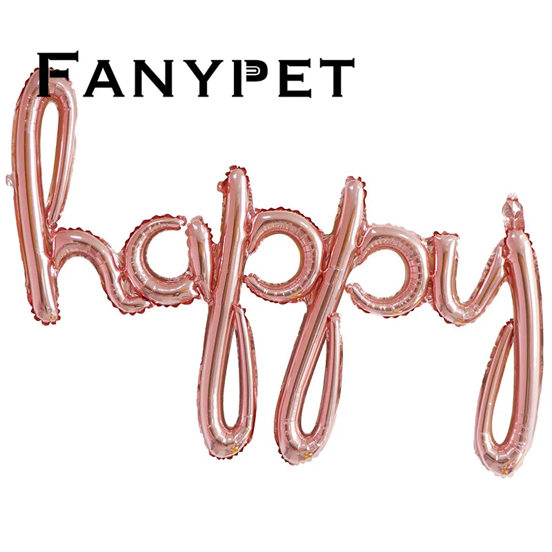 10 шт. script розовое золото звено Happy Фольга шарики Baby Shower 1st День рождения Декор