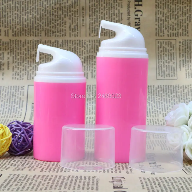 

Rose Red Airless Vacuum Pump Lotion Bottle With White Head Cosmetic Containers Makeup DTY Tools 10pcs/lot 50ml 80ml