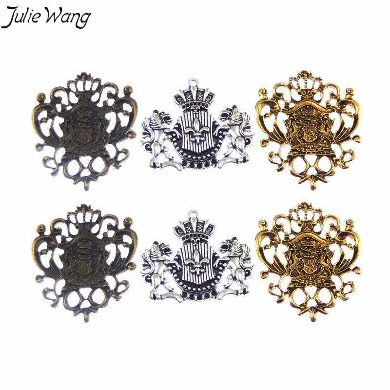 Julie Wang 6 шт. смешанный значок в форме льва Подвески из сплава Античный цвет Сделай