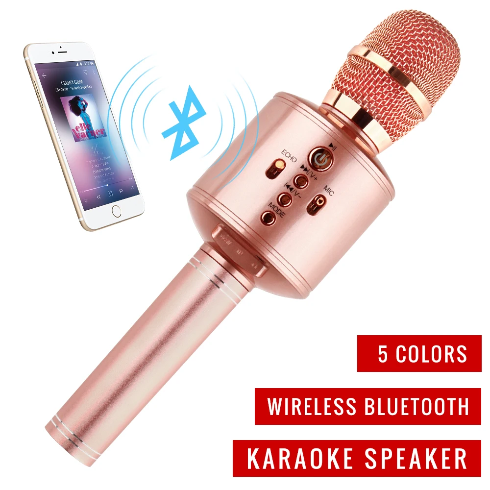 Ручной волшебный Bluetooth KTVKaraoke микрофон беспроводной семейный с динамиком карринг