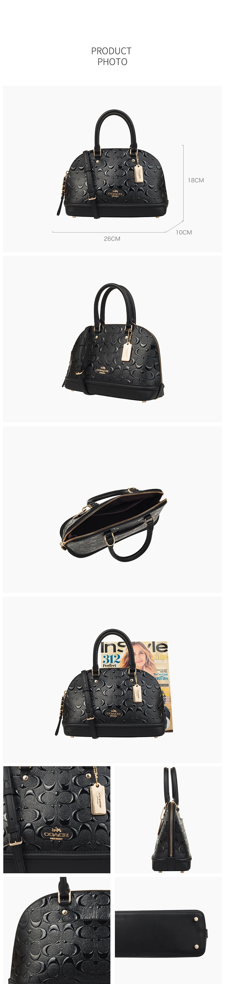 COACH MINI SIERRA SIG тисненая лакированная кожаная сумка F27597