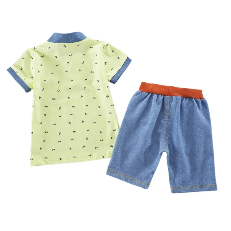 Newborn Boy Clothing Set Gentleman T-Shirt + Blue Jeans Holiday Party Baby Clothes Kids Suits | Детская одежда и обувь