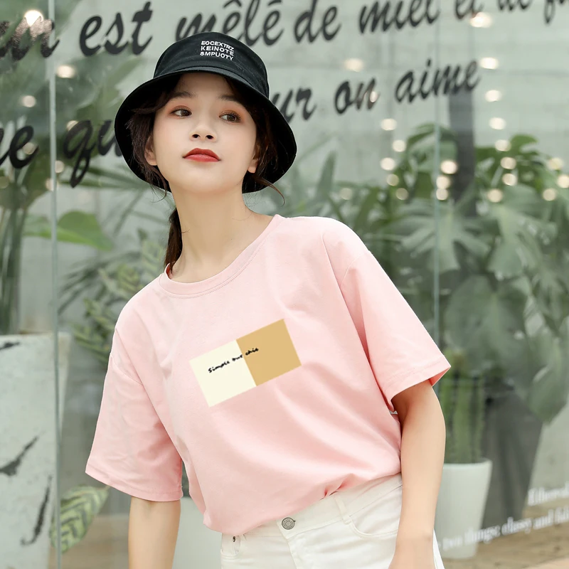 Женская футболка с короткими рукавами Повседневная хлопковая свободная