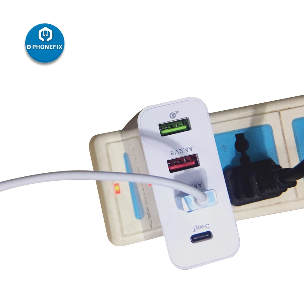 

USB Quick Charge 3.0 Type C Fast Charging Adapter 4 Port with EU US UK Plug USB Charger Adapter for iPhone Repair Mobile Repair
