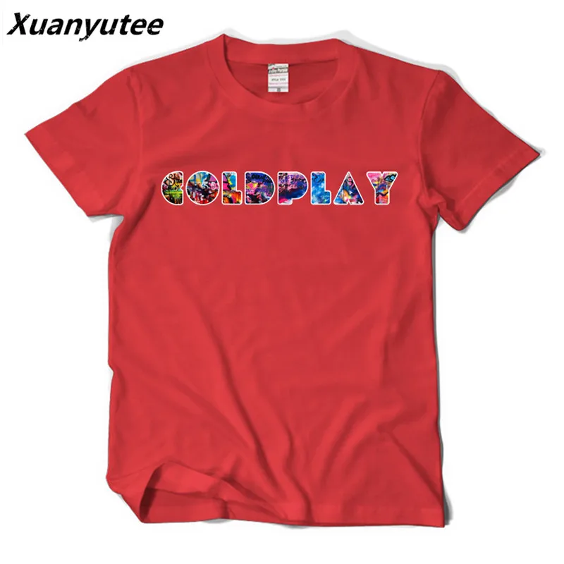 Xuanyutee Coldplay Новая мода рок фанаты футболка для влюбленных Homme группа хлопок