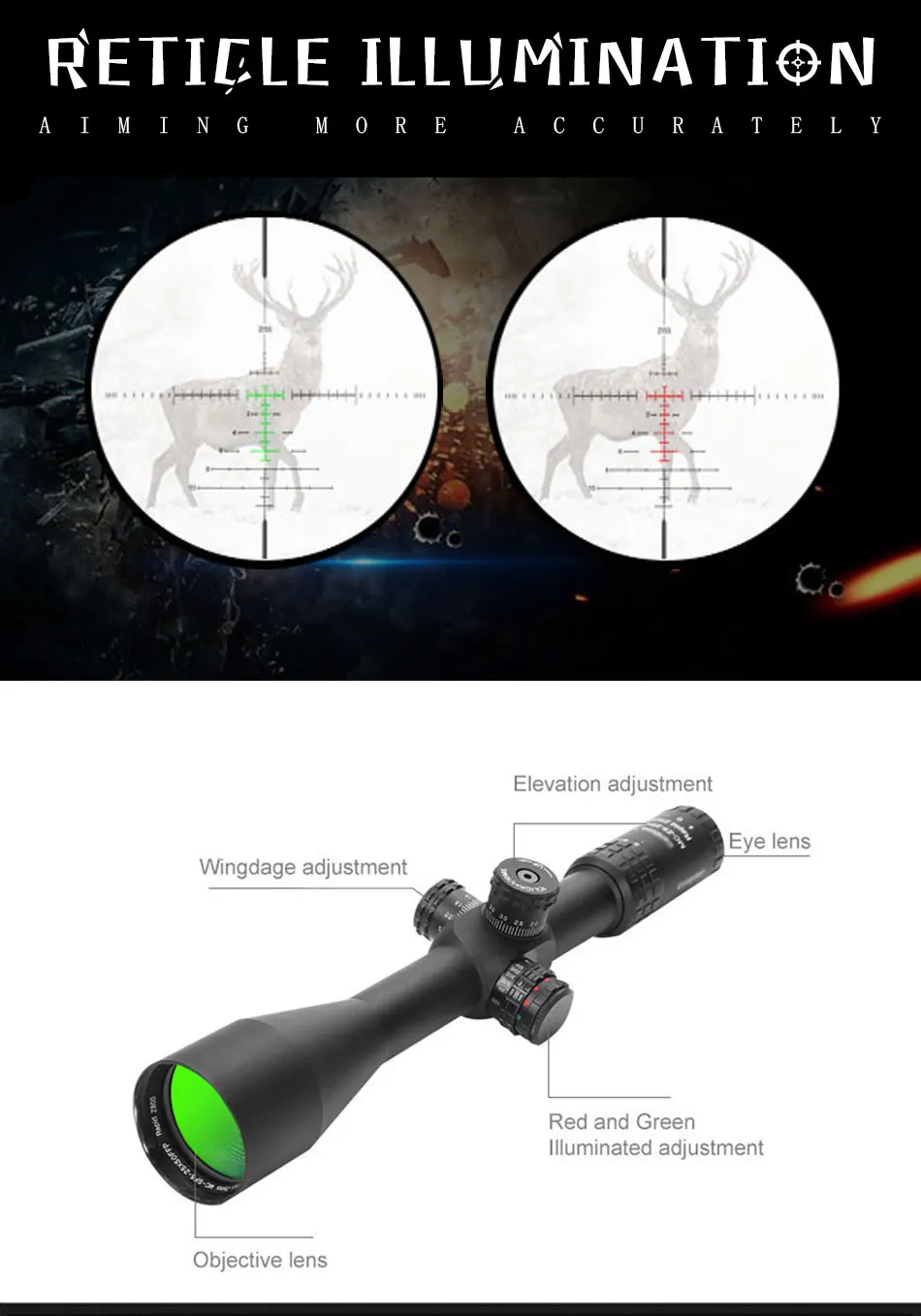 LUGER 5-25x50 FFP Conquest прицел боковой Параллакс тактическая оптика охотничьи прицелы R/G/B с подсветкой сетка винтовка прицел