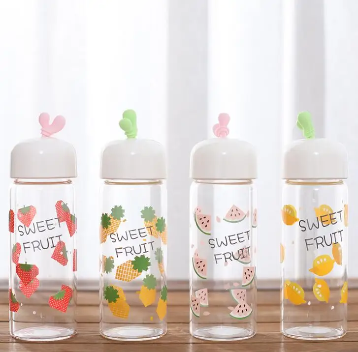 TECHOME New Cartoon Fruit Bottle Creative Household Outdoor Sport Water Student Couple Gift Glass Drinking | Дом и сад