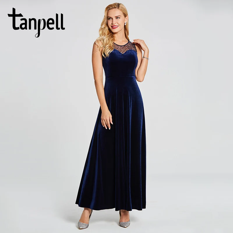 Tanpell длинное вечернее платье с бусинами элегантное бордовое без рукавов длиной до пола ТРАПЕЦИЕВИДНОЕ ПЛАТЬЕ недорогое женское велюровое официальное вечернее платье
