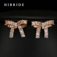 hot sale new gold color bowknot cubic zircon stud earrings women jewelry wedding party gifts e 229