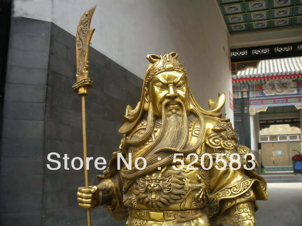 Fast 29&quotChina pure Brass Huge Dragon Guan Gong mammon Yu statue fast | Statues &amp Sculptures