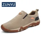 Мужские кожаные кроссовки ZUNYU, на осень, дышащие, Нескользящие, на резиновой подошве, повседневная обувь для взрослых, 2018