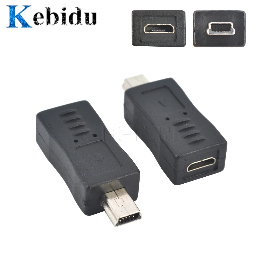 Kebidu 1 шт. черный микро/мини USB гнездо к Мини/микро Штекерный адаптер зарядное