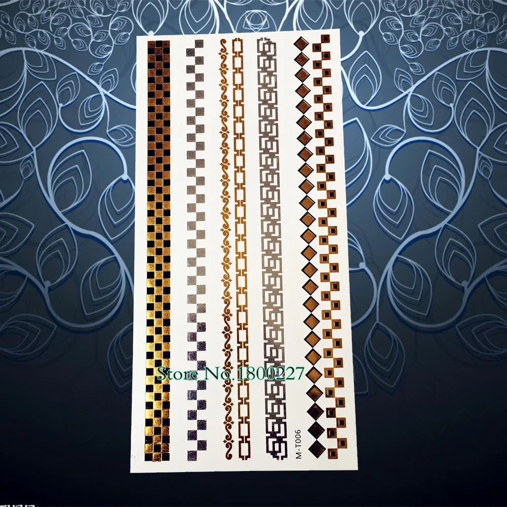 1 шт. Блестящий женский браслет из хны тату кружевной PL19 Золотая Корона меч Сфинкс