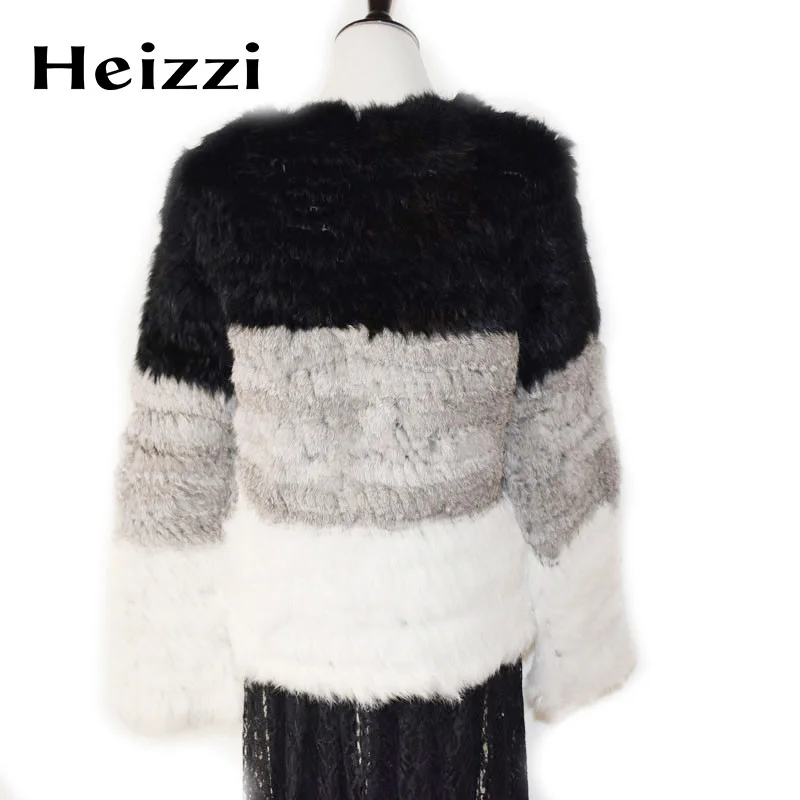 Heizzi вязаные с натуральным кроличьим мехом пальто куртка русский женские зимние