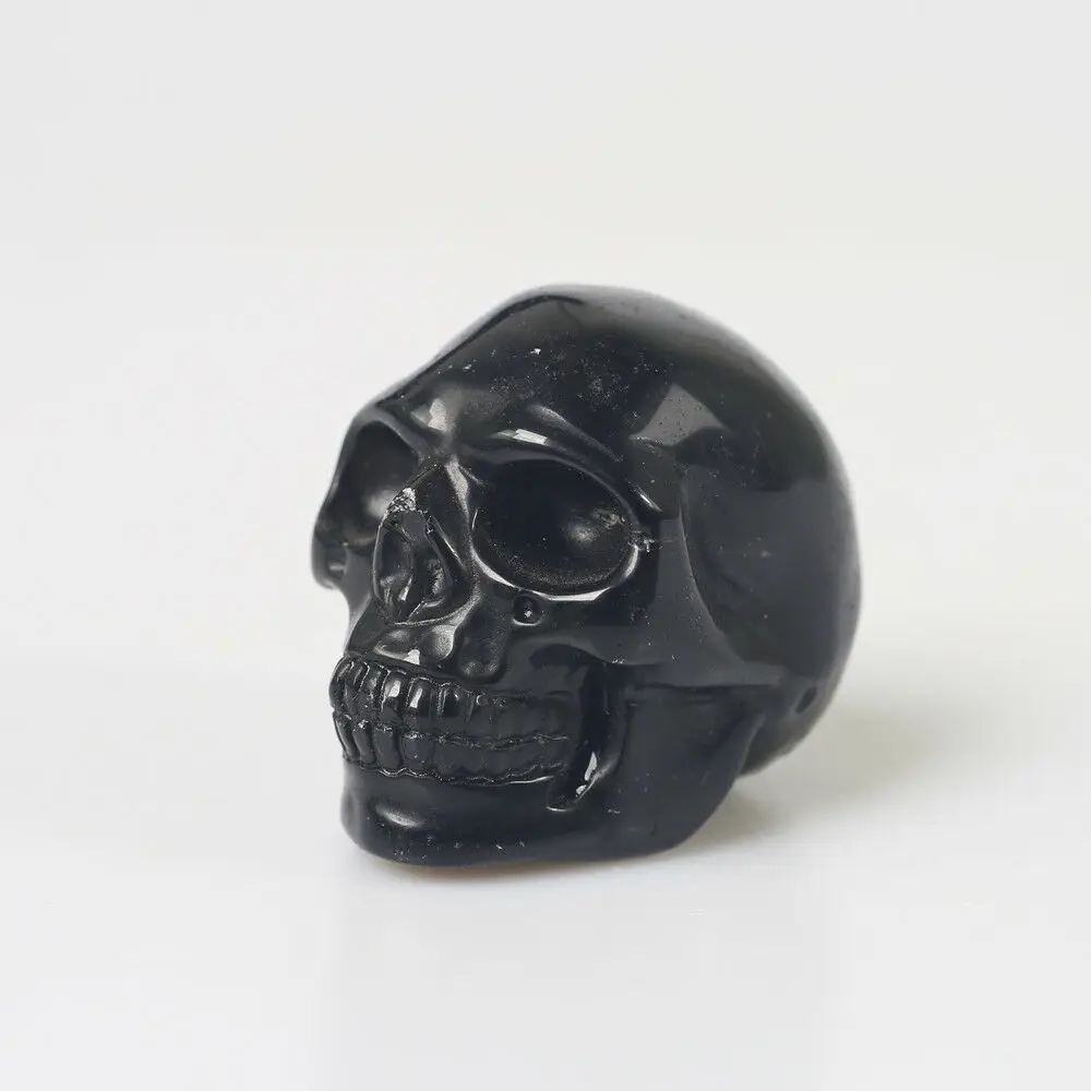 

2'' Black Obsidian Quartz Skull Specimen Healing Reiki Rock Hand Carved Figurine