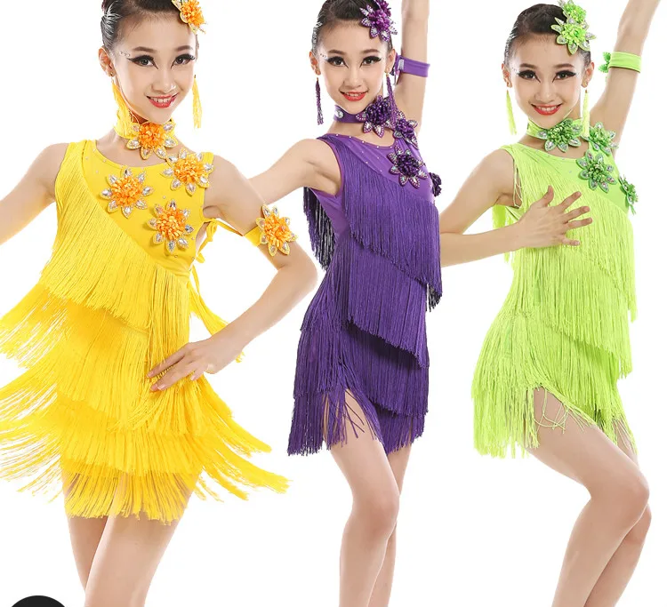 New Style Latin Dance Costumes Senior Sexy Tassel Dress for Children Dresses | Тематическая одежда и униформа