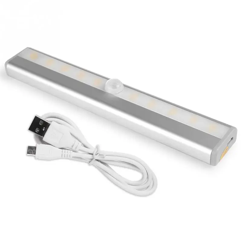 Светильник с датчиком движения перезаряжаемый от USB 10 светодиодов|usb pir|lamp lamplampe