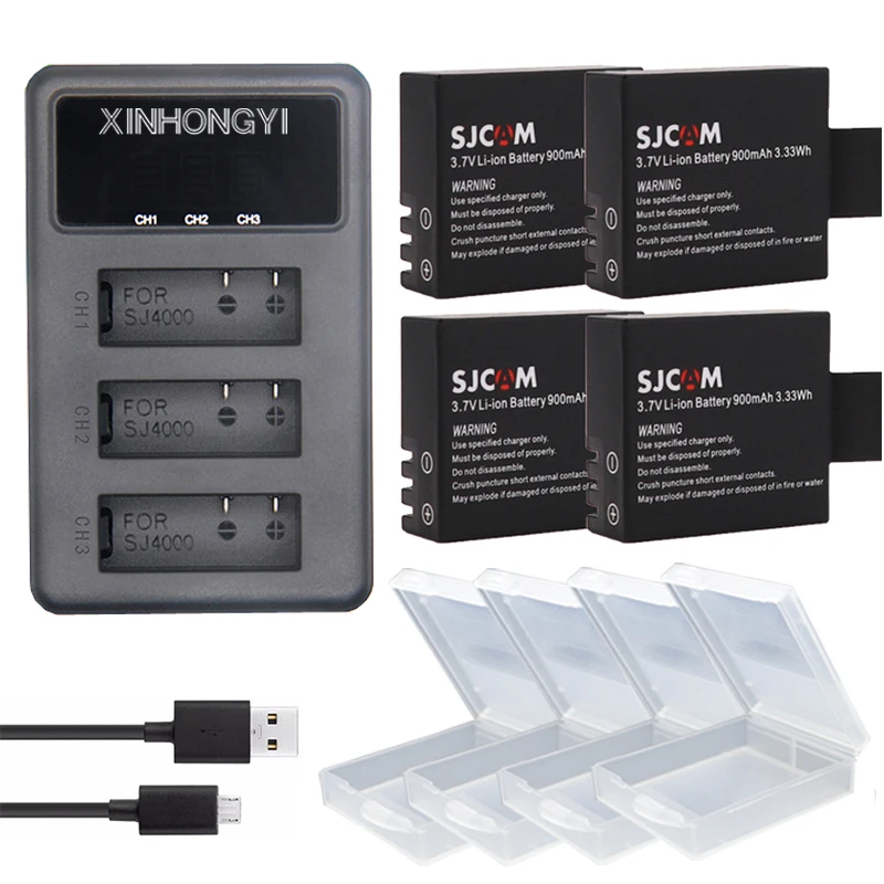 

sj4000 battery + 3-Slots LED charger for SJCAM SJ4000 WiFi SJ5000 WiFi M10 SJ5000X sj6000 sj7000 SJ8000 SJ9000 EKEN 4K H8 H9