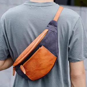 Сумка поясная Мужская, из коровьей кожи, на одно плечо