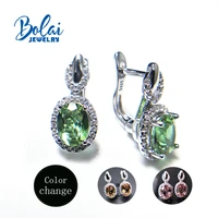 bolaijewelryzultanite clasp earring 925 sterling silver created color change gemstone fine jewelry for women gift