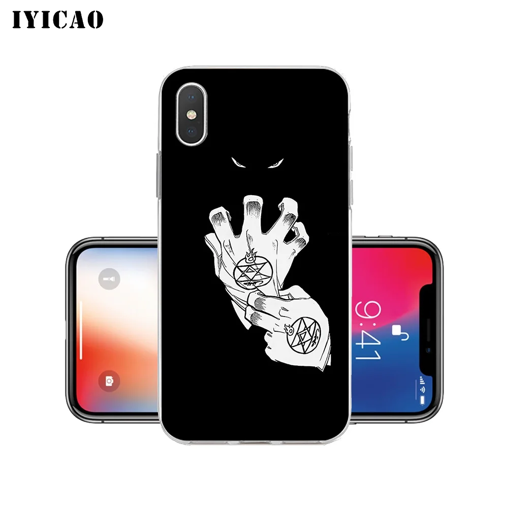 IYICAO металлический алхимик мягкий силиконовый чехол для телефона iPhone X XR XS MAX 6 6s 7 8