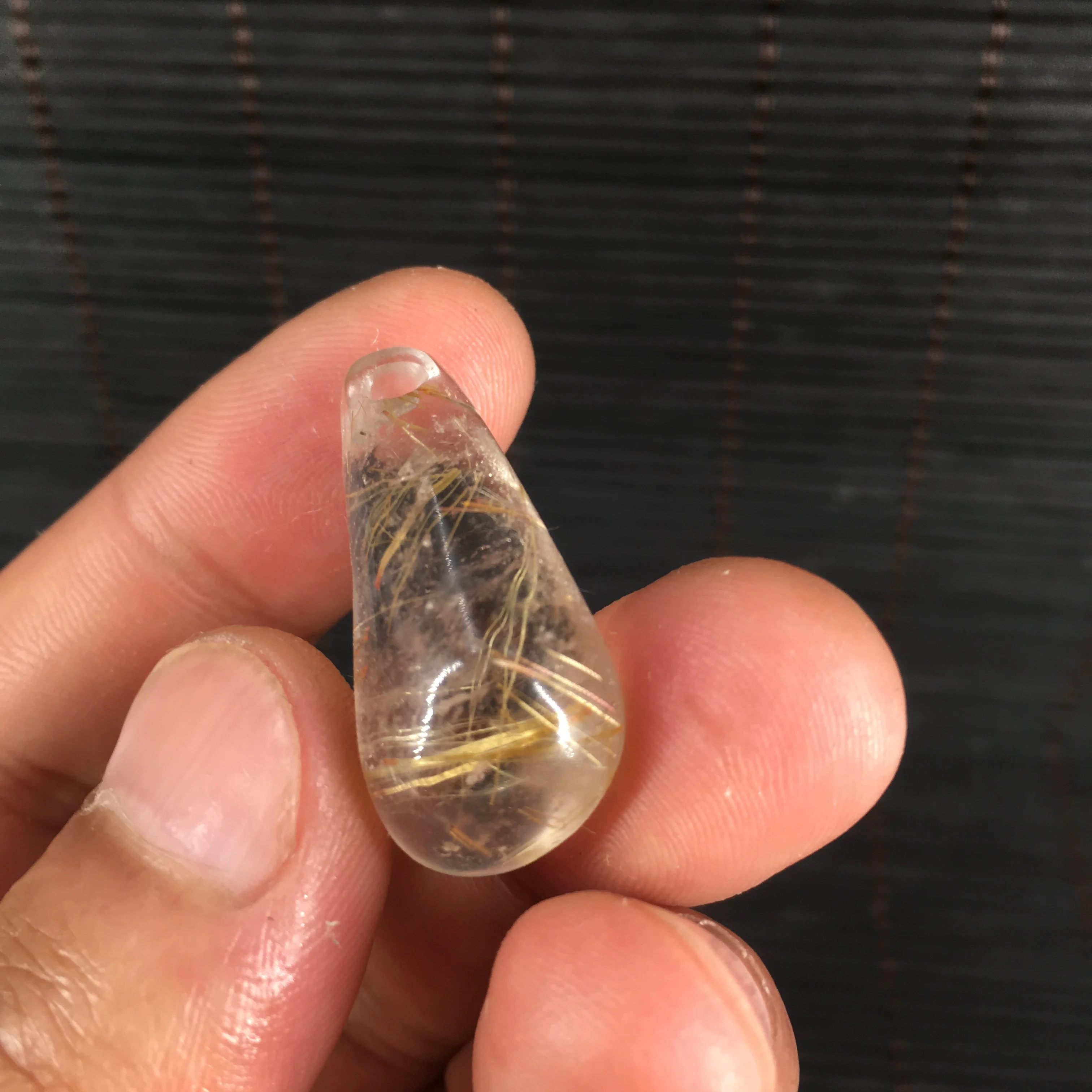 Natural Golden Rutile Quartz Crystal hair crystal carved pendant T1391 | Дом и сад