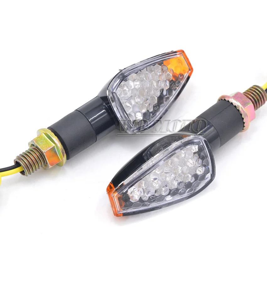 Новый Мотоцикл Черный Корпус Прозрачные Линзы 14 LED Янтарный Сигналы Поворота