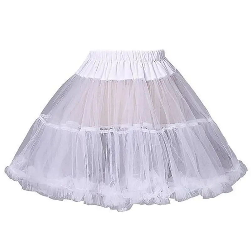Women Girls Ruffled Short Petticoat Solid White Color Fluffy Bubble Tutu Skirt Puffy Half Slip Prom Crinoline Underskirt No Hoop | Женская