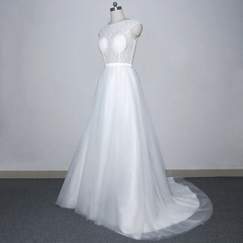 E JUE SHUNG White Lace Backless Wedding Dresses 2018 Cap Sleeves Sheer Beach Gowns robe de mariee vestidos novia | Свадьбы и