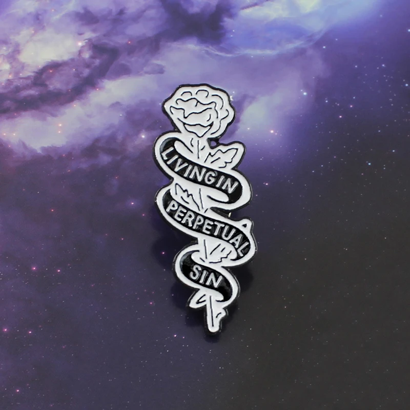 Живая в вечном грехе эмалированная булавка виде Розы значок на пиджак брошь