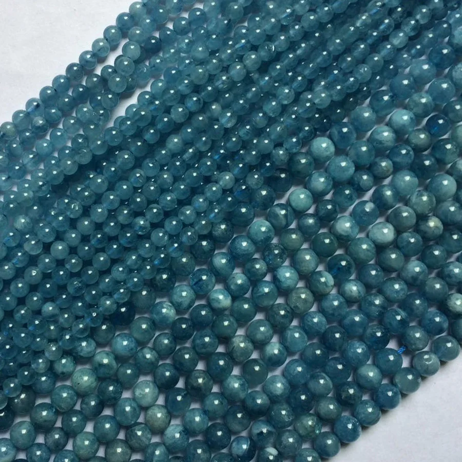 

round natural aquamarine stone beads natural gemstone beads DIY loose beads for jewelry making strand 15" wholesale !